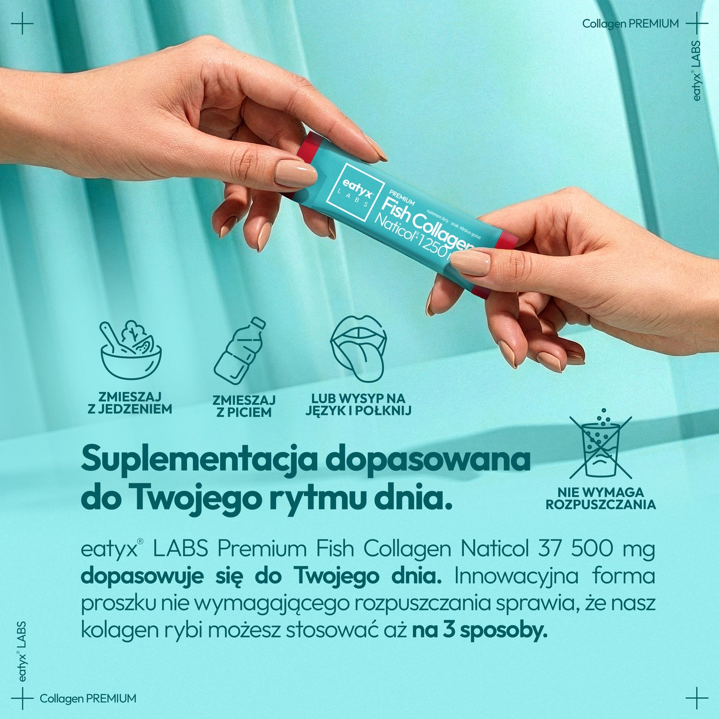 Miesięczny rytuał eatyx LABS Premium Fish Collagen Naticol 37 500 mg Hibiskus-Granat