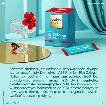 Miesięczny rytuał eatyx LABS Premium Fish Collagen Naticol 37 500 mg Hibiskus-Granat
