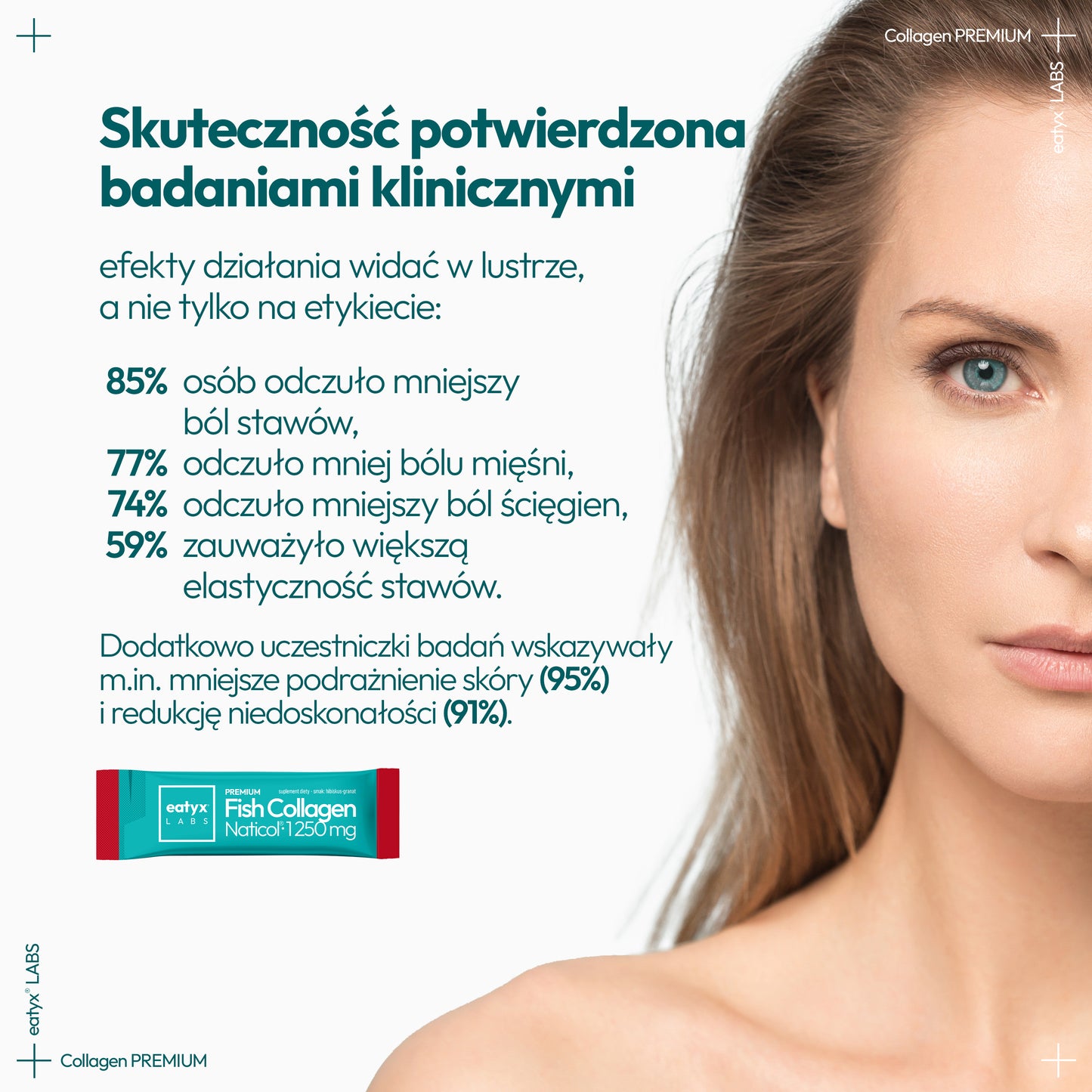 Rytuał 15 dni eatyx LABS Premium Fish Collagen Naticol 37 500 mg Hibiskus-Granat