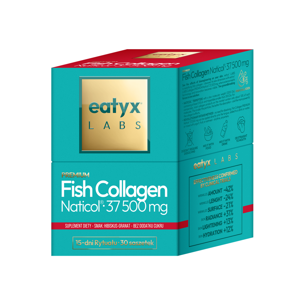 Rytuał 15 dni eatyx LABS Premium Fish Collagen Naticol 37 500 mg Hibiskus-Granat