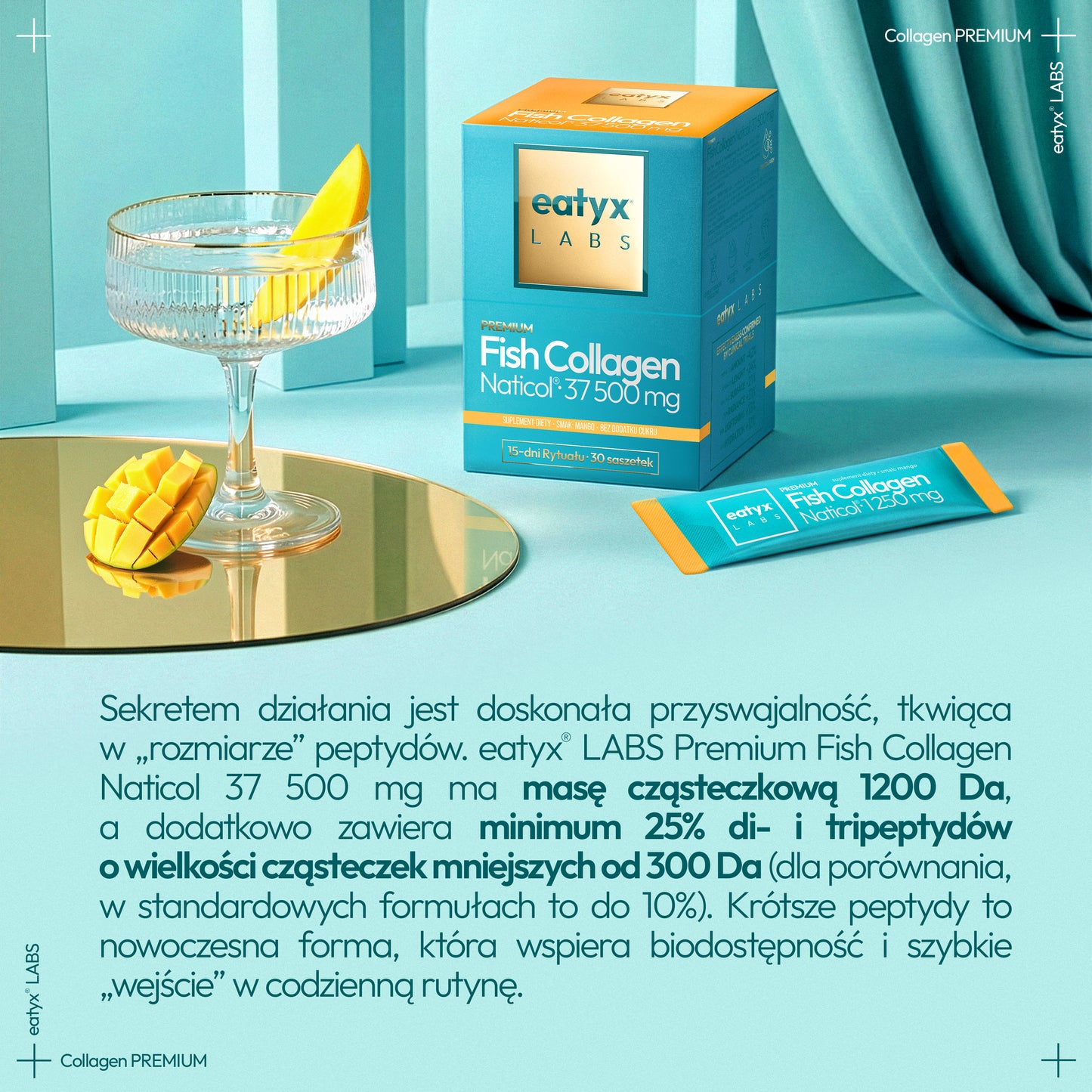 Miesięczny rytuał eatyx LABS Premium Fish Collagen Naticol 37 500 mg Mango