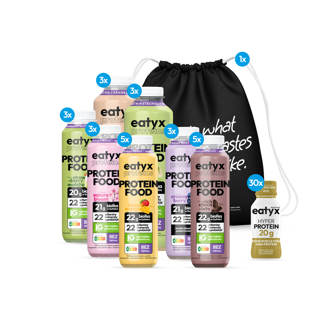 Wysokobiałkowy zestaw posiłków eatyx DOUBLE PROTEIN 55 szt. + workoplecak