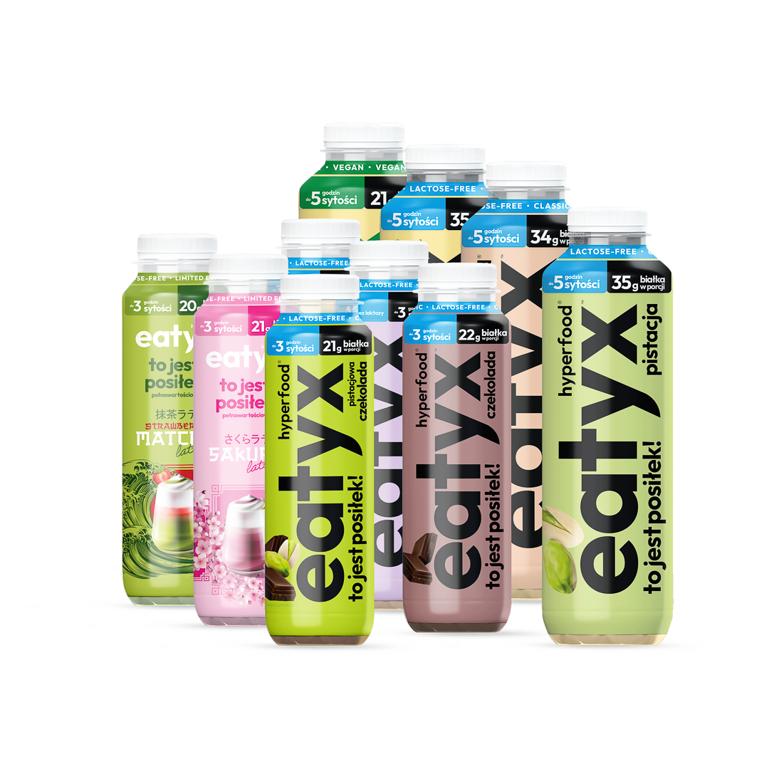 Zestaw wszystkich wysokobiałkowych posiłków w płynie