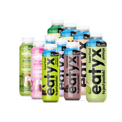 Zestaw wszystkich wysokobiałkowych posiłków w płynie