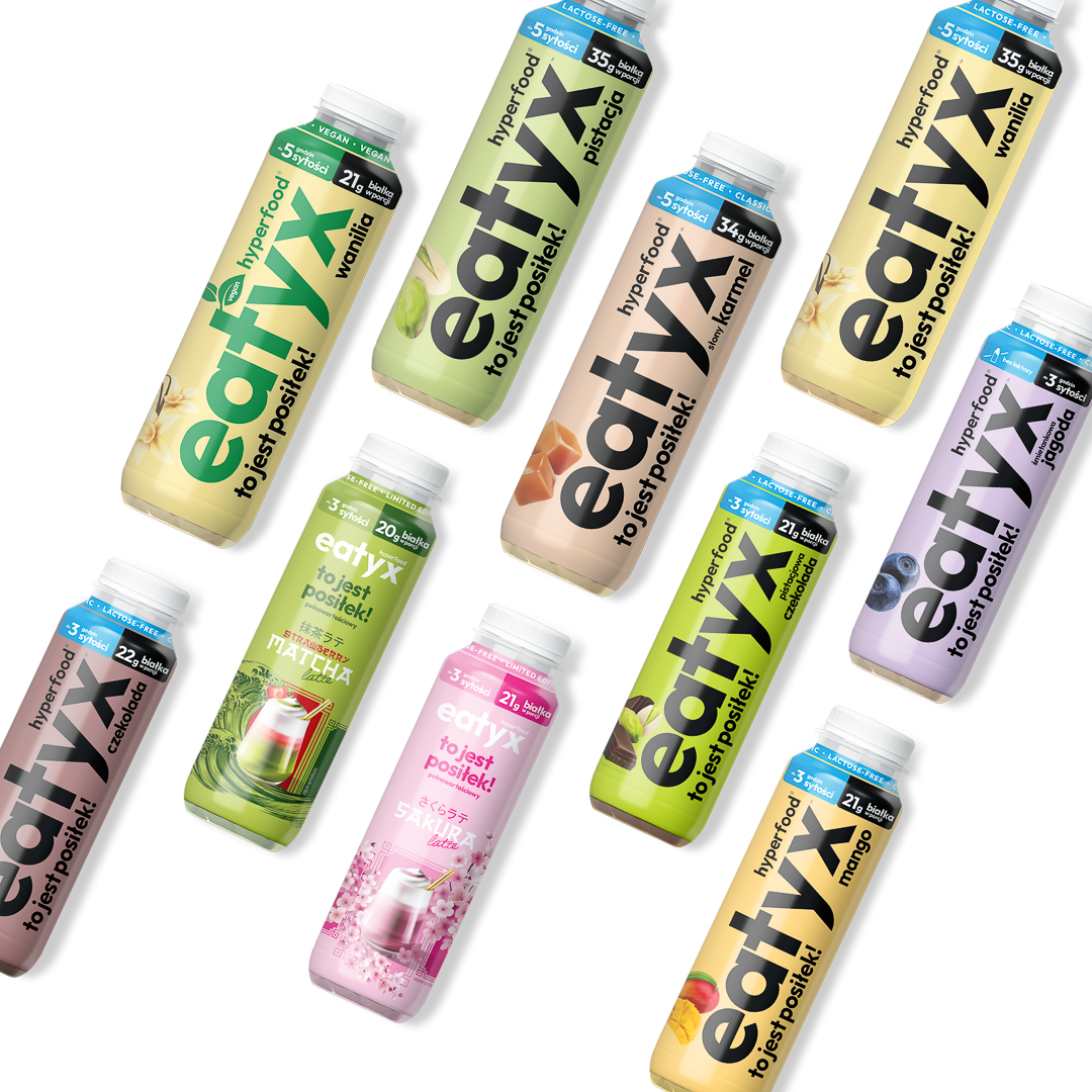 Zestaw wszystkich wysokobiałkowych posiłków w płynie